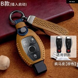本革 キーケースカバー シェル メルセデス ベンツ AMG W210 W211 W124 W202 W204 W205 W212 W176カーアクセサリー - brown