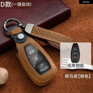 本革 車リモートキーカバー ケース フォード フォーカス 3 4 ST モンデオ MK3 MK4 フィエスタフュージョンKUGA 2013 2014 2015 2017 2018 - brown