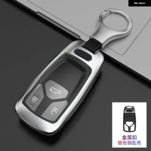合金 + TPU 車リモートキーカバー ケースシェル アウディ A4 B9 A5 A6L A6 S4 S5 S7 8W Q7 4M Q5 TT TTS RS クーペ スタイリング アクセサリー - Silver Set