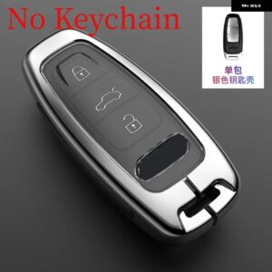 合金 +TPU 車リモートキーケースカバー シェル アウディ A6 A7 A8 E-TRON Q5 Q8 C8 D5 キーレス ホルダー フォブ カーアクセサリー - silver shell