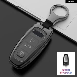合金 +TPU 車リモートキーケースカバー シェル アウディ A6 A7 A8 E-TRON Q5 Q8 C8 D5 キーレス ホルダー フォブ カーアクセサリー - Grey Set