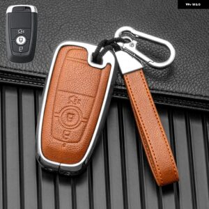 3 ボタン 車用キーケースカバー フォード フュージョン マスタング エクスプローラー F150 F250 F350 エコスポーツ エッジ S-MAX レンジャー リンカーン モ - 3 Btn Silver Brown