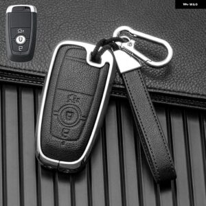 3 ボタン 車用キーケースカバー フォード フュージョン マスタング エクスプローラー F150 F250 F350 エコスポーツ エッジ S-MAX レンジャー リンカーン モ - 3 Btn Silver Black