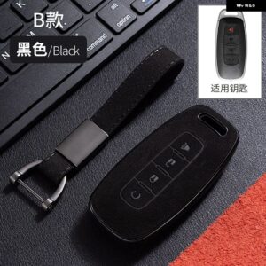 スエードレザー+TPU製カーリモートキーフォブケースカバー 日産 キャシュカイ アルティマ 2022 - 4 Buttons Black