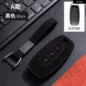 スエードレザー+TPU製カーリモートキーフォブケースカバー 日産 キャシュカイ アルティマ 2022 - 3 Buttons Black
