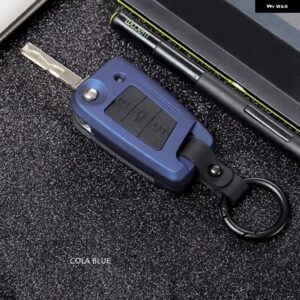 ABS カーボン キーケース カバー フォルクスワーゲン ポロ ゴルフ 7 ティグアン シュコダ オクタビア コディアック カロック シート アテカ レオン イビサ - blue