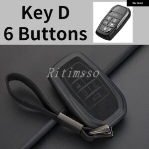 TPU+レザー 車用キーケース カバー シェル トヨタ 86 アルファード ヴェルファイア プレビア RAV4 ハイラックス フォーチュナー ランドクルーザー イノーバ - 6 Btn Black Key D