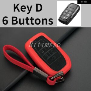 TPU+レザー 車用キーケース カバー シェル トヨタ 86 アルファード ヴェルファイア プレビア RAV4 ハイラックス フォーチュナー ランドクルーザー イノーバ - 6 Btn Red Key D