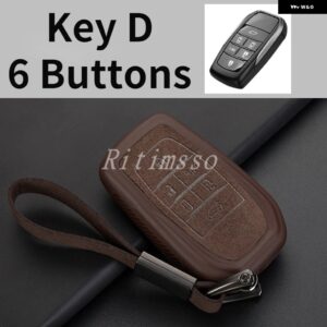 TPU+レザー 車用キーケース カバー シェル トヨタ 86 アルファード ヴェルファイア プレビア RAV4 ハイラックス フォーチュナー ランドクルーザー イノーバ - 6 Btn Brown Key D