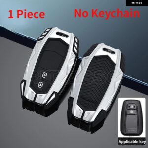 金属 製車用リモートキーケースカバー シェルフォブ トヨタ カローラ プリウス カムリ CHR C-HR RAV4 アルティス ランドクルーザー プラド キーレス - 2 Btn Silver Shell A