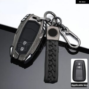 金属 製車用リモートキーケースカバー シェルフォブ トヨタ カローラ プリウス カムリ CHR C-HR RAV4 アルティス ランドクルーザー プラド キーレス - 2 Btn Grey Keychain