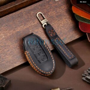 レザーカーキーケース カバー 日産 インフィニティQX50 Q50Lカー ホルダー シェルカー スタイリング アクセサリー - 4 Btns Black B