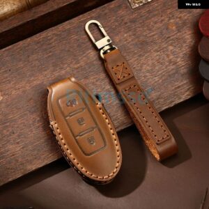 レザーカーキーケース カバー 日産 インフィニティQX50 Q50Lカー ホルダー シェルカー スタイリング アクセサリー - 3 Btns Brown A