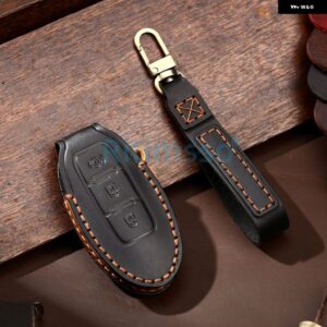 レザーカーキーケース カバー 日産 インフィニティQX50 Q50Lカー ホルダー シェルカー スタイリング アクセサリー - 3 Btns Black A