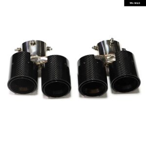 1ペア 光沢カーボン エキゾーストチップ BMW 840I G14 G15 G16 ステンレス マフラーチップ 排気 システム ノズル クランプ スタイル - Carbon Fiber D