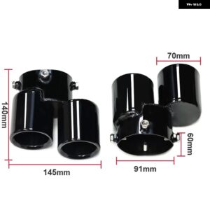 1ペア 光沢カーボン エキゾーストチップ BMW 840I G14 G15 G16 ステンレス マフラーチップ 排気 システム ノズル クランプ スタイル - Black B