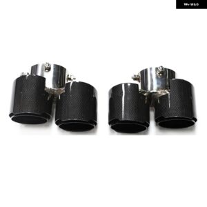 1ペア 光沢カーボン エキゾーストチップ BMW 840I G14 G15 G16 ステンレス マフラーチップ 排気 システム ノズル クランプ スタイル - Carbon Fiber A