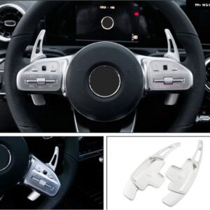 パドル シフト メルセデス ベンツ A クラス W177 セダン V177 MB A180 A180D A200 A250 2019-2023 車用 ステアリングホイール シフター DSG ステッカー - Silver