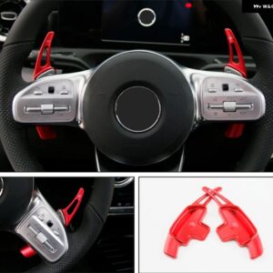 パドル シフト メルセデス ベンツ A クラス W177 セダン V177 MB A180 A180D A200 A250 2019-2023 車用 ステアリングホイール シフター DSG ステッカー - Red