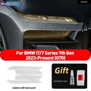 2枚入り 車用 ヘッドライト フィルム クリアスモークブラック TPU ステッカー BMW 7シリーズ 2023 I7 G70 2024 アクセサリー - Golden point