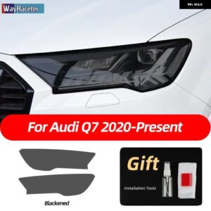 2枚入り 車用 ヘッドライト フィルム クリア スモークブラック TPU ステッカー アウディ Q7 4M 2016年以降 SQ7 2020 2021 2022 アクセサリー - 2020-On B