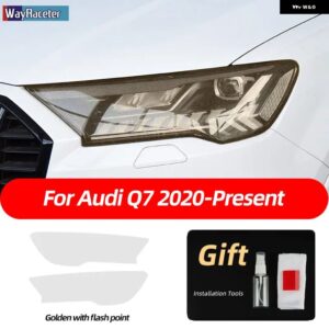 2枚入り 車用 ヘッドライト フィルム クリア スモークブラック TPU ステッカー アウディ Q7 4M 2016年以降 SQ7 2020 2021 2022 アクセサリー - 2020-On G