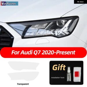 2枚入り 車用 ヘッドライト フィルム クリア スモークブラック TPU ステッカー アウディ Q7 4M 2016年以降 SQ7 2020 2021 2022 アクセサリー - 2020-On T