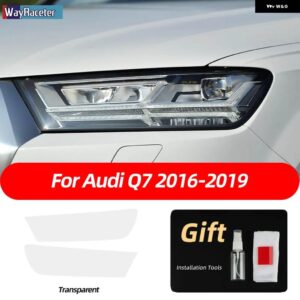 2枚入り 車用 ヘッドライト フィルム クリア スモークブラック TPU ステッカー アウディ Q7 4M 2016年以降 SQ7 2020 2021 2022 アクセサリー - 2016-2019 T