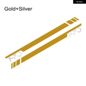 2枚 車用サイドドア ステッカー スポーツストライプ グラフィック ビニールフィルム 装飾 デカール 自動車 SUV チューニングアクセサリー アルファロメオ - Gold Silver