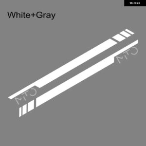 2枚 車用サイドドア ステッカー スポーツストライプ グラフィック ビニールフィルム 装飾 デカール 自動車 SUV チューニングアクセサリー アルファロメオ - White Gray