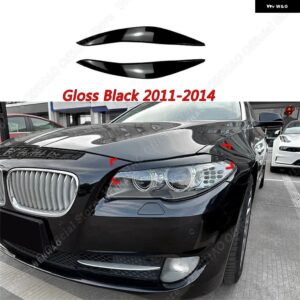 2個 ABS 光沢 ヘッドライト アイブロウ BMW F10 F11 5シリーズ 520I 520D 523I 525D 525I 530I 530D M550I M5 2011-2017 - gloss　black　2011-14
