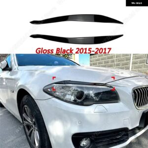 2個 ABS 光沢 ヘッドライト アイブロウ BMW F10 F11 5シリーズ 520I 520D 523I 525D 525I 530I 530D M550I M5 2011-2017 - gloss　black　2015-17