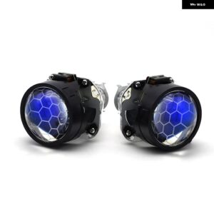 2.5インチ ブルー ハニカム バイ キセノン HID プロジェクターレンズ ファイアホイール エンジェルアイ シュラウド 付き H1 H4 H7 カー アセンブリ - Only Lens