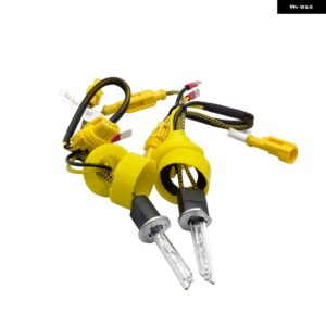 2.5インチプロジェクターバイ キセノン レンズ 車用 ヘッドライト スポーツLED エンジェルアイズ DRLマスク付きホワイトイエローシグナルターンH4 H7カー - H1 6000K BULB