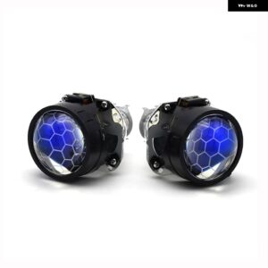 2.5インチプロジェクターバイ キセノン レンズ 車用 ヘッドライト スポーツLED エンジェルアイズ DRLマスク付きホワイトイエローシグナルターンH4 H7カー - Only Lens