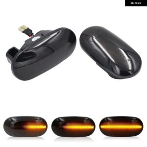 三菱 パジェロ ランサー ミラー ジュ レグナム ギャラン クリアスモークレンズ LED サイドマーカーランプ アンバー サイドフェンダー ウィンカーライト - Smoked Dynamic Amber