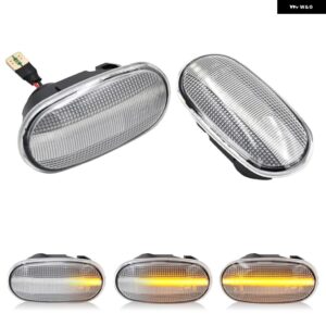 三菱 パジェロ ランサー ミラー ジュ レグナム ギャラン クリアスモークレンズ LED サイドマーカーランプ アンバー サイドフェンダー ウィンカーライト - Clear Dynamic Amber