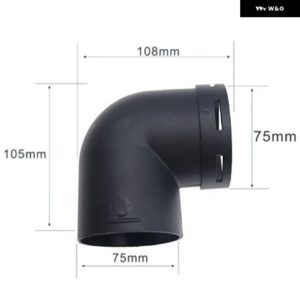 60MM 75MM 車用ヒーター温風ダクト パイプ エルボアウトレットコネクタ ブラック プラスチック 製エアダクト パイプ エルボアウトレット - 75mm