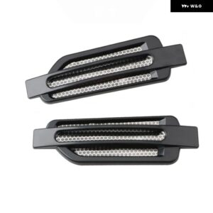 1組 車フェンダー エアフロー スポイラー ステッカー サイドベント 3D サメ デカール デコレーション ギルズ トリム シミュレーション 車カバー 吸気 グリル - Pair Black