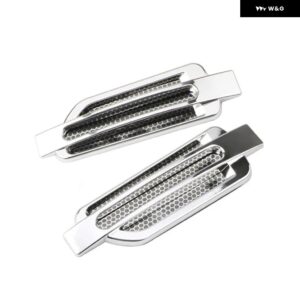 1組 車フェンダー エアフロー スポイラー ステッカー サイドベント 3D サメ デカール デコレーション ギルズ トリム シミュレーション 車カバー 吸気 グリル - pair Chrome