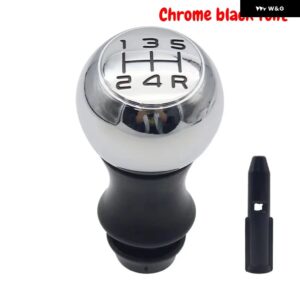 5速 ステンレス マニュアル ギア シフト ノブVTSスポーツ レバー ハンドボールマット プジョー 106 206 306 406 107 207 307 308 407 - Chrome black font