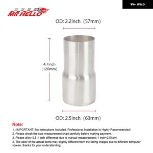 51MM 63MM 57MM 76MM 汎用 ステンレス 車用排気リデューサー コネクタ パイプ チューブ アダプタ 吸気 パイプ 接続ジョイント - 57mm-63mm