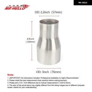 51MM 63MM 57MM 76MM 汎用 ステンレス 車用排気リデューサー コネクタ パイプ チューブ アダプタ 吸気 パイプ 接続ジョイント - 57mm-76mm