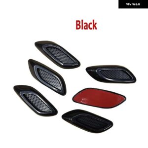 6個 汎用 エアフロー バンパー サイドベント カーフロントフードスポイラー ドアカバー トリム ステッカー 車体 外装 アクセサリー - black