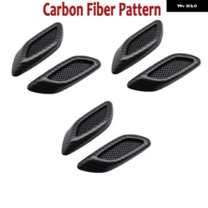 6個 汎用 エアフロー バンパー サイドベント カーフロントフードスポイラー ドアカバー トリム ステッカー 車体 外装 アクセサリー - Carbon fiber pattern