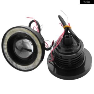 2個 車用 汎用 3.5インチ COB エンジェルアイ フォグランプ ヘッドライト ランニングライト ホワイト