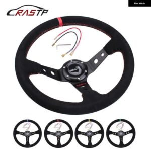 汎用 14インチ 350MM スエード カーレーシング ステアリングホイール ディープコーン ドリフトスポーツ ステアリングホイール RS-STW025