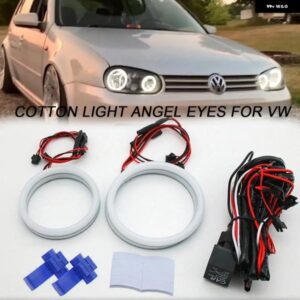 ホワイトコットン LED エンジェルアイズ ヘッドライト キット VW フォルクスワーゲン ゴルフ 4 5 IV V 1998-2009 オートアクセサリー ハローリングキット