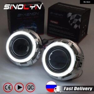 SINOLYN 3.0 エンジェルアイズ バイ キセノン レンズ ヘッドライト レンズ プロ HID プロジェクター RETROCOB LED ハローライト カーアクセサリー DIY