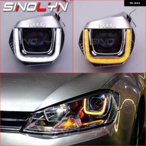 SINOLYN ハイコンフィギュレーション RETROKITS VW GOLF 7 2013 ヘッドライト アップグレード DRL LED HELLA 3R G5 Q5 プロジェクターレンズ